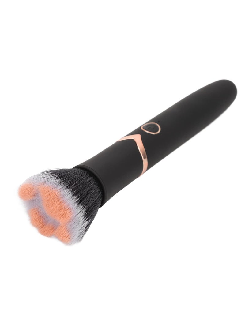 Electric Makeup Brush, 10 Gears Vibration Massage makeup Brush, Works with Foundation, Concealer or Blush, Rechargeable Adjustable Loose Powder Brush (Black)