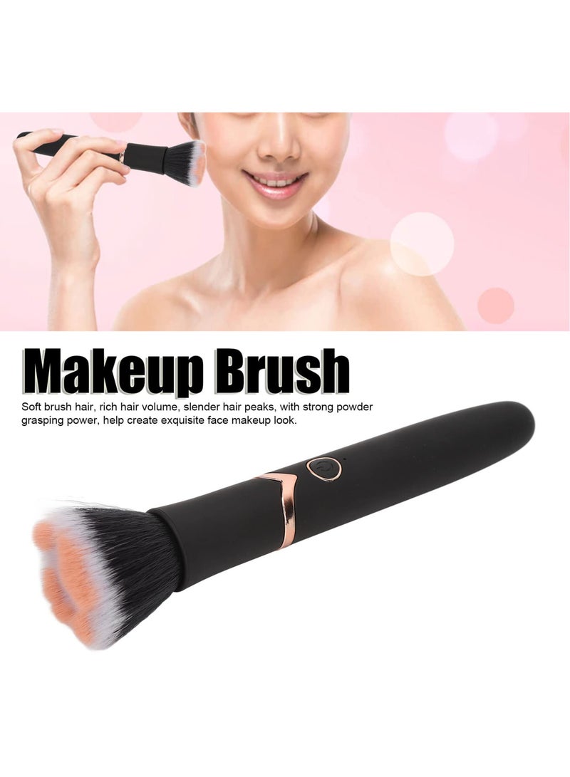 Electric Makeup Brush, 10 Gears Vibration Massage makeup Brush, Works with Foundation, Concealer or Blush, Rechargeable Adjustable Loose Powder Brush (Black)