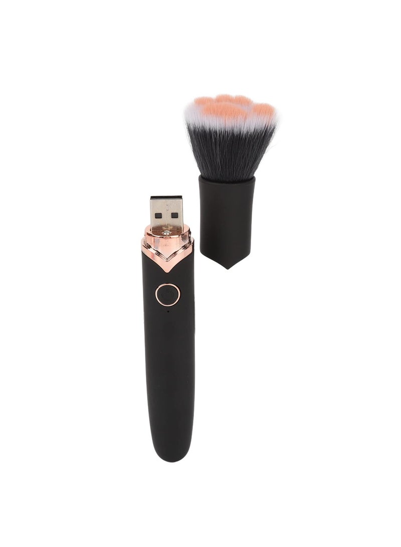 Electric Makeup Brush, 10 Gears Vibration Massage makeup Brush, Works with Foundation, Concealer or Blush, Rechargeable Adjustable Loose Powder Brush (Black)