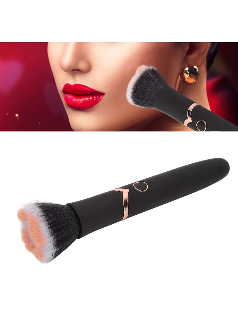 Electric Makeup Brush, 10 Gears Vibration Massage makeup Brush, Works with Foundation, Concealer or Blush, Rechargeable Adjustable Loose Powder Brush (Black)