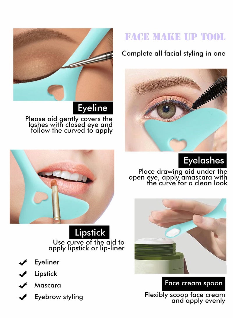Eyeliner Stencils Wing Tips, Cat Stencil Molds Pads Silicone Aid Marscara Drawing Aid, Face Cream, Easy Makeup Tool, Resusable Applicator Tool, Blue