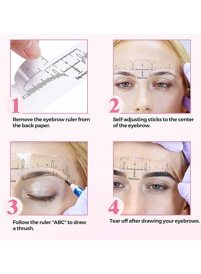 Eyebrow Ruler Stencil, 100 Pcs Stencil Microblading Ruler, Disposable Template Sticker, Shape Kit for Supplies, 3 Minutes Makeup Tools