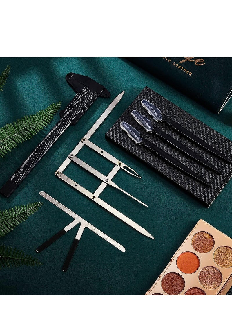 Eyebrow Ruler 3 Point Positioning Mini Caliper Double Scale Vernier Golden Ratio Microblading Gauge Measuring Tool with Shaver