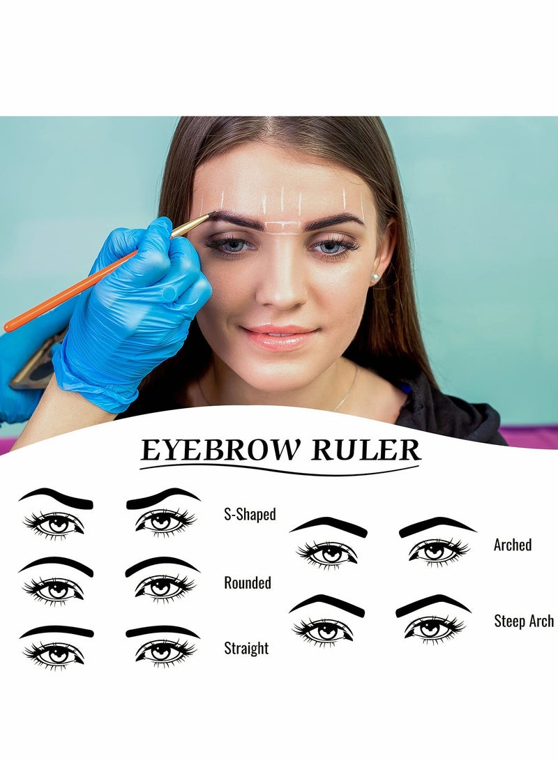 Eyebrow Ruler, 2 PCS 3Point Positioning Ruler Golden Ratio Caliper Microblading Brow Measuring Tool Plastic for Student (Silver)
