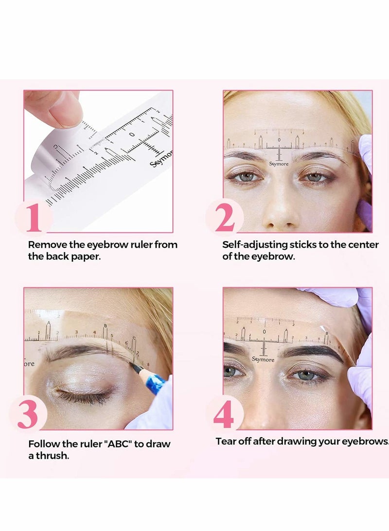 Eyebrow Ruler Stencil, 100 Pcs Stencil Microblading Ruler, Disposable Template Sticker, Shape Kit for Supplies, 3 Minutes Makeup Tools