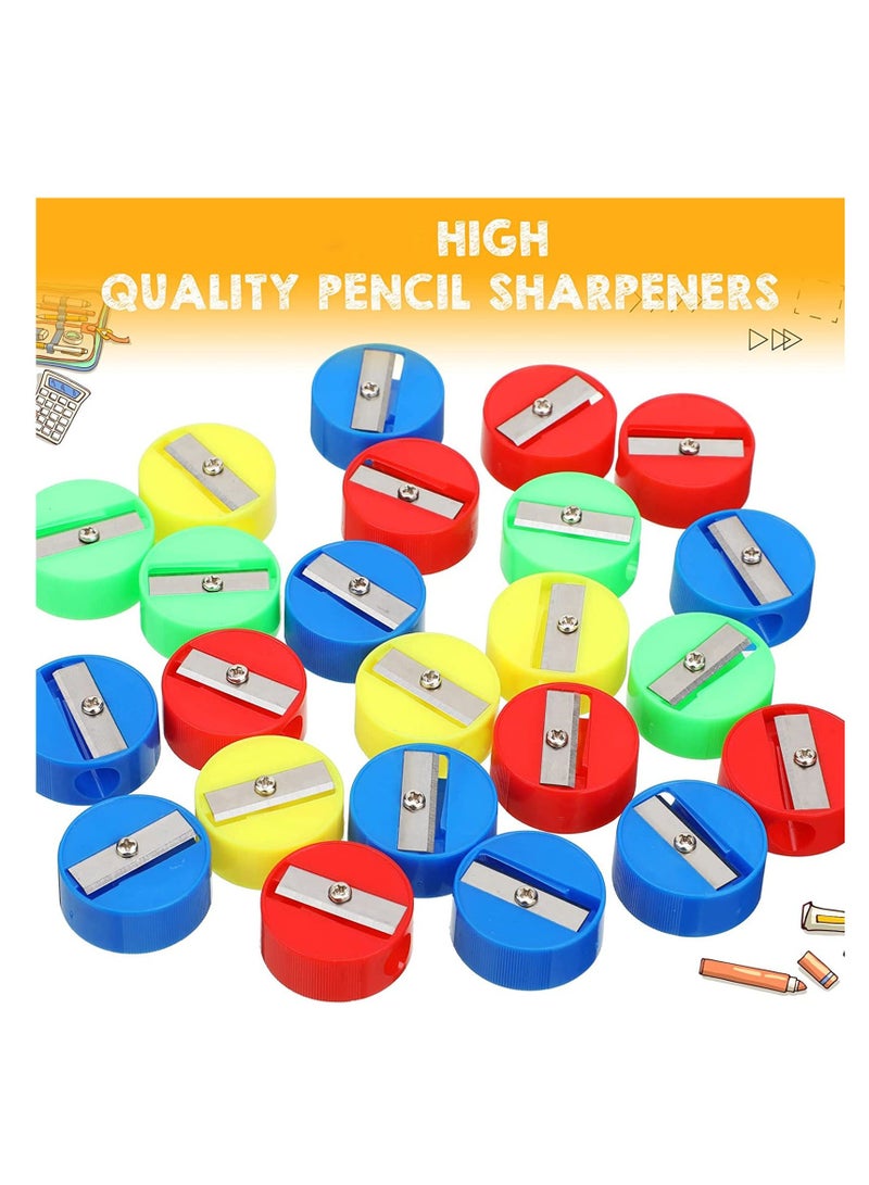 72 Pcs Pencil Sharpeners, Small Manual Mini Round Pocket Sharpener for Kids Adults Office School Home Supplies Goodie Bags and Gifts, Multicolor