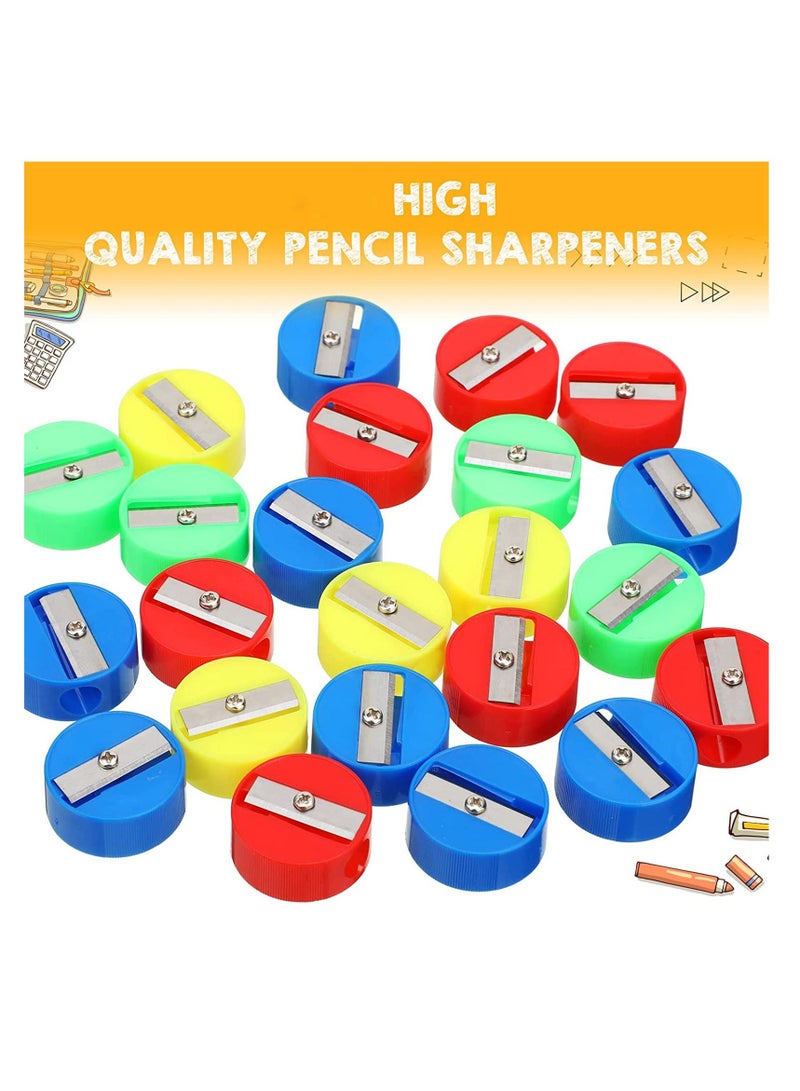 72 Pcs Pencil Sharpeners, Small Manual Mini Round Pocket Sharpener for Kids Adults Office School Home Supplies Goodie Bags and Gifts, Multicolor