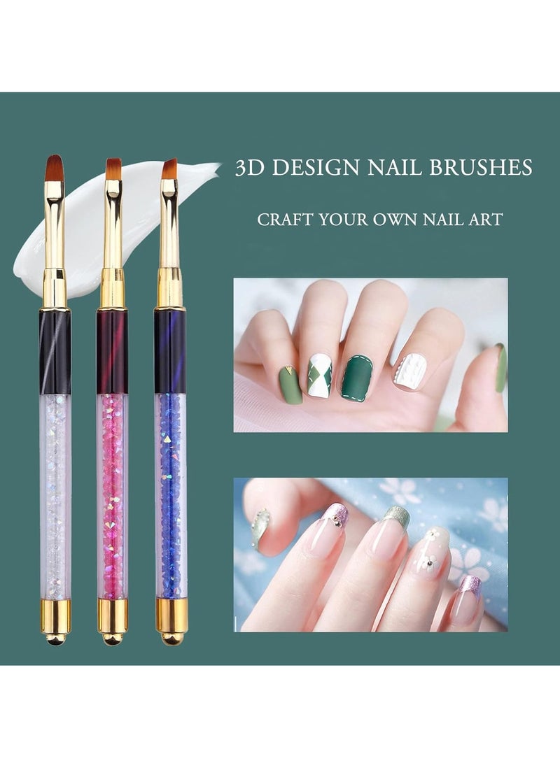 Nail Art Drawing Pen, Rhinestone Decorated Nail Brush, Line Drawing Nail Pen, Curing Pen for Nails, Professional Nail Design Pen, Gem-tipped Nail Art Pen, Nail Art Decoration Brush, for DIY (8Pcs)