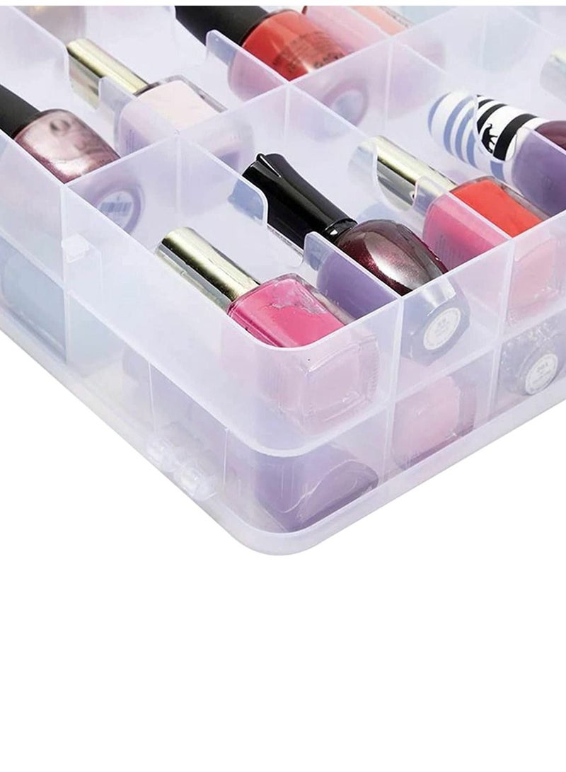 48 Multi Grid Portable Nail Polish Storage Box Organizer Holder For Display and Storage Transparent Box