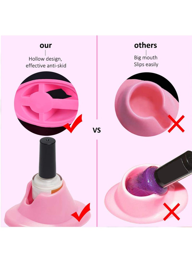 SYOSI 6 Pcs Nail Polish Bottle Holder, Soft Rubber Holder Anti‑Spill Stand for Art Salon Organizer Display Pink and White