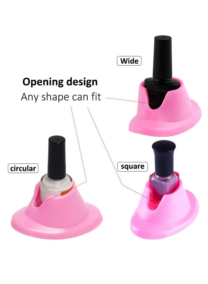 SYOSI 6 Pcs Nail Polish Bottle Holder, Soft Rubber Holder Anti‑Spill Stand for Art Salon Organizer Display Pink and White