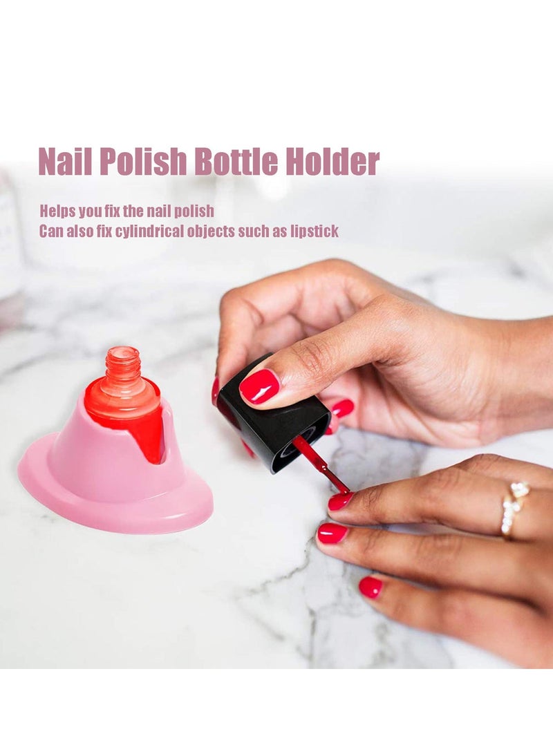 SYOSI 6 Pcs Nail Polish Bottle Holder, Soft Rubber Holder Anti‑Spill Stand for Art Salon Organizer Display Pink and White
