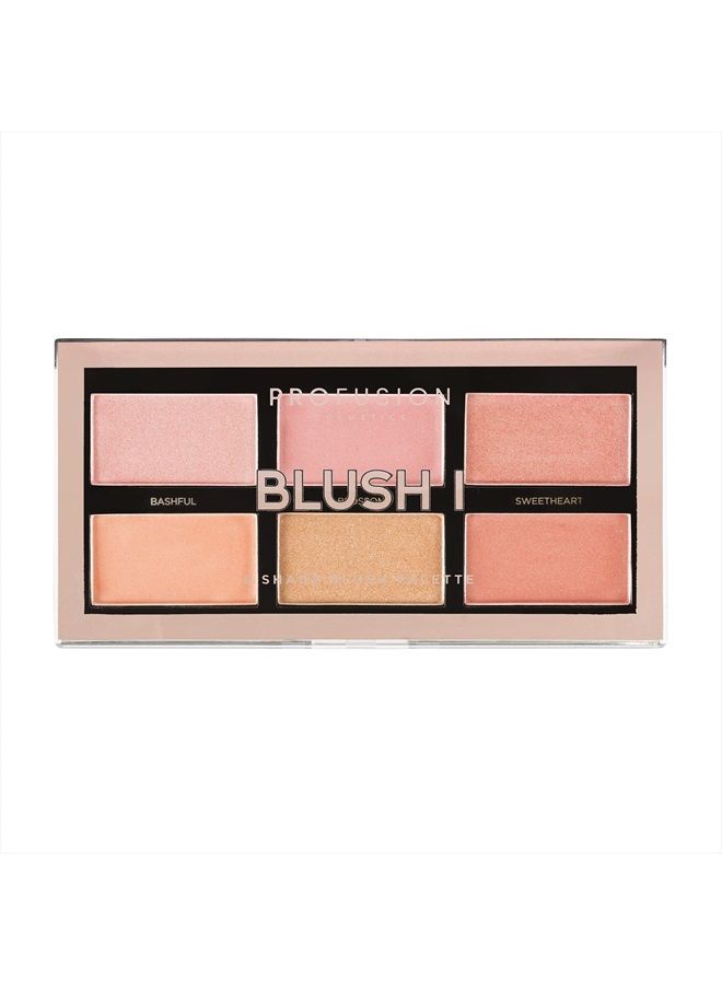 The Go Palette - Blush I, Long Lasting 6 Colours Face Blusher Gives Daily Glamorous Celebrity Look
