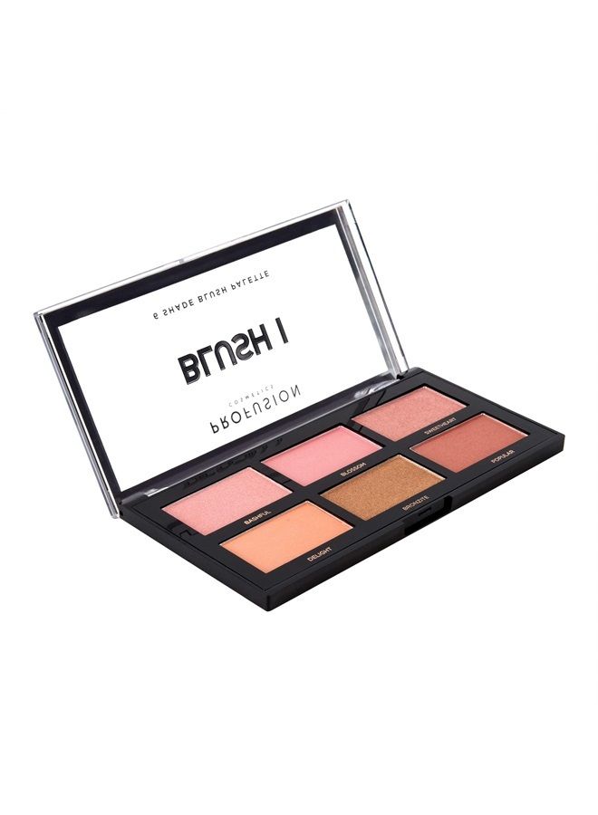 The Go Palette - Blush I, Long Lasting 6 Colours Face Blusher Gives Daily Glamorous Celebrity Look