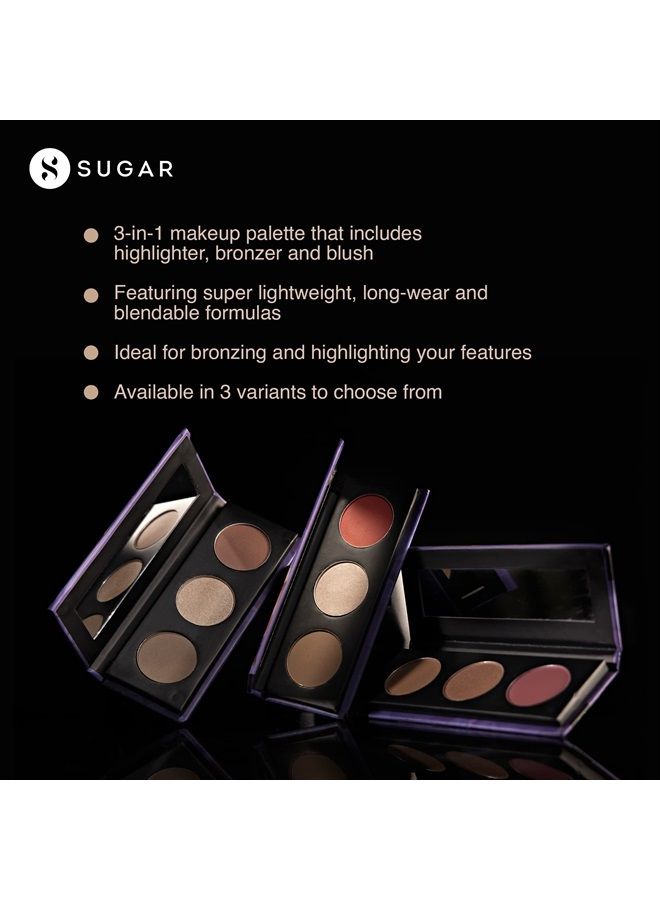 Sugar Cosmetics Contour De Force Face Palette01 Subtle SummitLonglasting formula, Lightweight Blush, Highlighter and Bronzer, Paraben free.