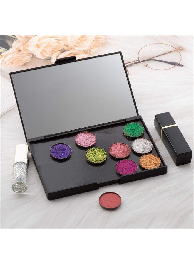 Empty Magnetic Plastic Eyeshadow Makeup Palette with 15Pcs Adhesive Empty Palette Metal Stickers for Eyeshadow Lipstick Blush Powder