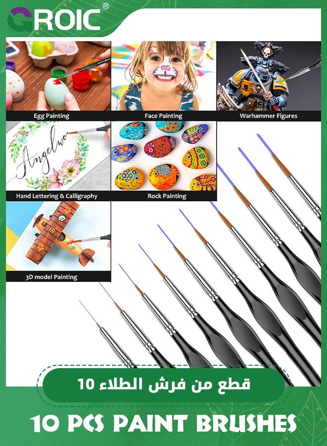 Miniature Paint Brushes,10Pcs Small Fine Tip Paintbrushes, Micro Detail Paint Brush Set, Triangular Grip Handles Art Brushes,Thin Paint Brushes, Tiny Paint Brushes, Micro Paint Brush