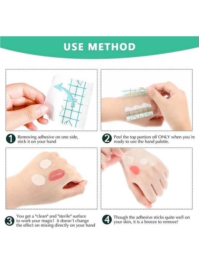 100Pcs Hand Palette For Makeup Pu Film Makeup Palette Artist Must Haves Waterproof Transparent Adhesive Makeup Mixing Tape For Foundataion Blending (2.4