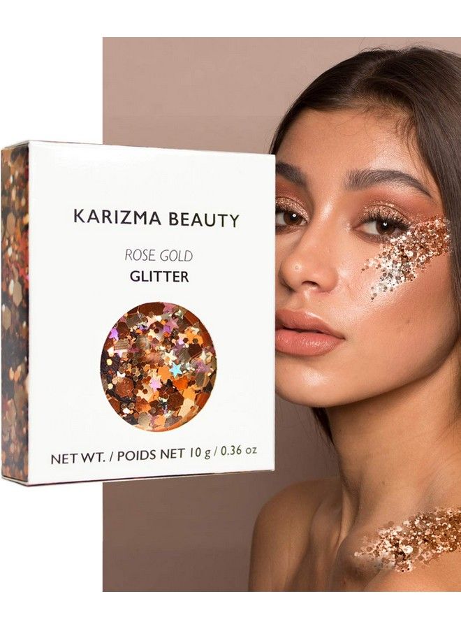 Rose Gold Glitter. 10G Chunky Face Glitter Hair Glitter Eye Glitter And Body Glitter For Women. Rave Glitter Festival Accessories Cosmetic Glitter Makeup. Loose Glitter Set