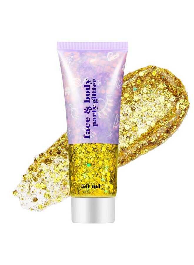 Gold Face Body Glitter Gelsinger Concerts Glitter Makeupholographic Long Lasting Chunky Sequins Glitters For Eye Lip Hair Nailsfestival Rave Accessories For Face Gems02 Gold Glitter 52G