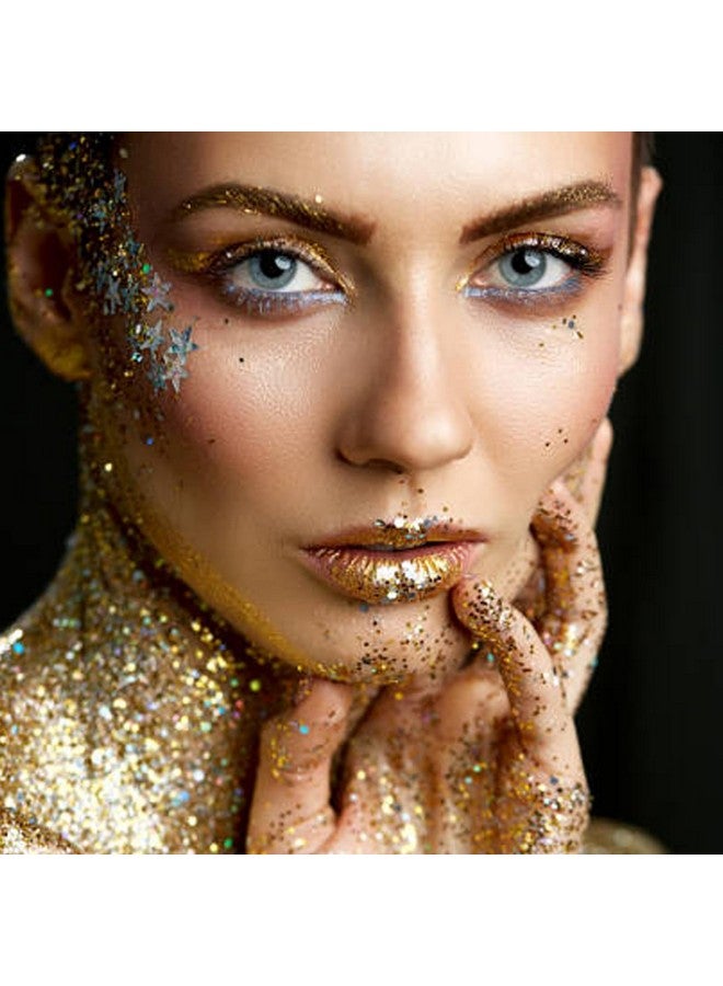 Gold Body Glitter Gelconcerts Face Glitter For Womenmermaid Sequins Liquid Holographic Chunky Glitter For Music Festivalfacebodyhairnailslip Sparkling Body Glittergold