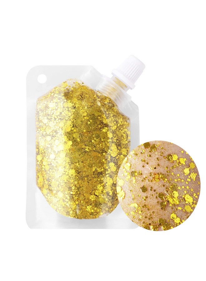 Gold Body Glitter Gelconcerts Face Glitter For Womenmermaid Sequins Liquid Holographic Chunky Glitter For Music Festivalfacebodyhairnailslip Sparkling Body Glittergold