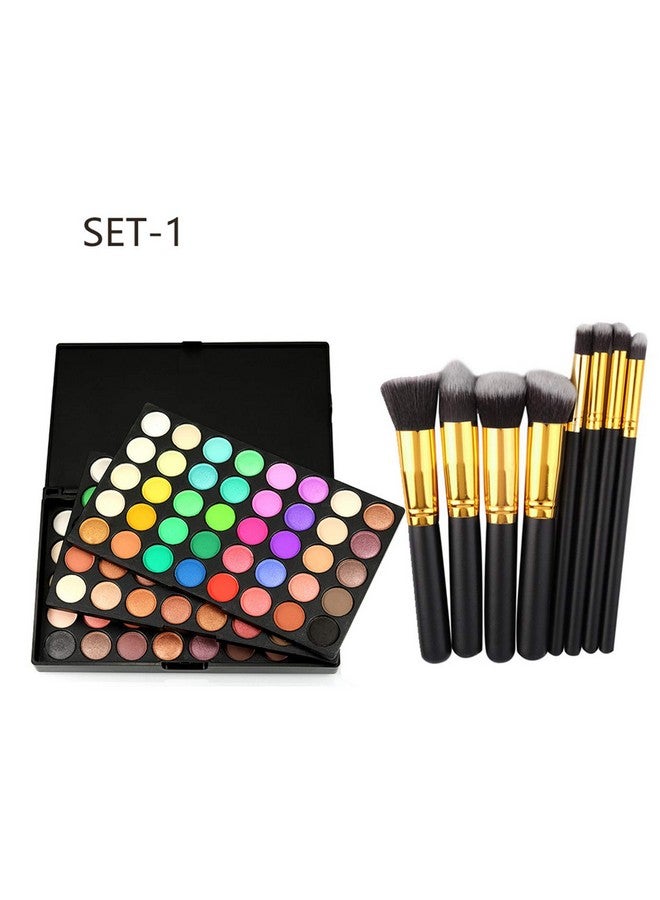 120 Color Eyeshadow Palette Kit With 10 Pcs Foundation Makeup Brush Professional Daily Use Colorful With Velvety Texture Eyeshadow Palette Highly Pigmented Waterproof Long Lasting Makeup