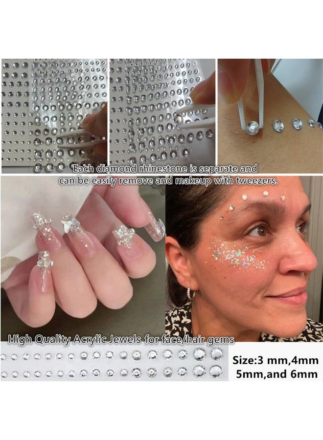 423 Pieces Self Adhesive Face;Hair Gems Rhinestones,Body Glitter Eye Gems Diamonds Rhinestones Crystals Hair Jewels Stick On Face Jewels For Singer Concerts Festival Rave,Hair;Nails Rhinestones