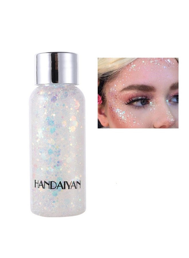 Mermaid Body Glitter,Singer Concerts Music Festival Rave Accessories,Intense Glitter Makeup Face Glitter Gel,Chunky Glitter For Eye Lip Hair Nail,Sparkling Body Glitter Gel For Women,White