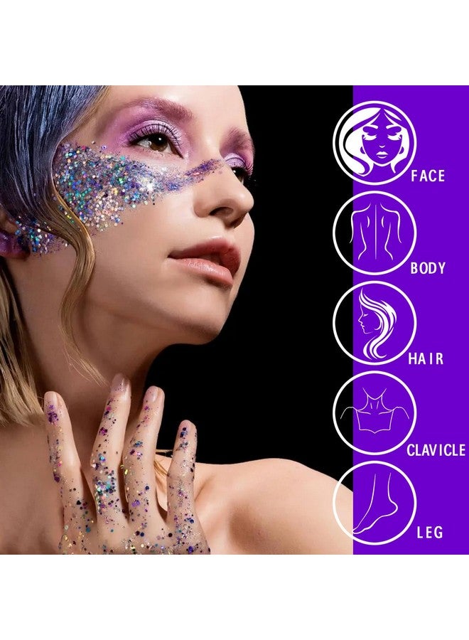 Mermaid Body Glitter,Singer Concerts Music Festival Rave Accessories,Intense Glitter Makeup Face Glitter Gel,Chunky Glitter For Eye Lip Hair Nail,Sparkling Body Glitter Gel For Women,White