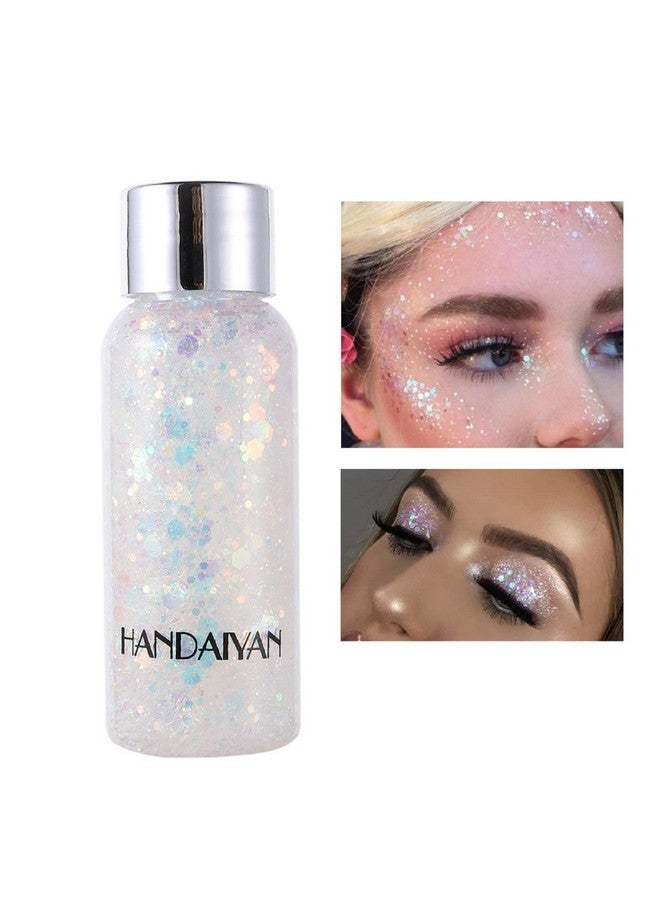 Mermaid Body Glitter,Singer Concerts Music Festival Rave Accessories,Intense Glitter Makeup Face Glitter Gel,Chunky Glitter For Eye Lip Hair Nail,Sparkling Body Glitter Gel For Women,White