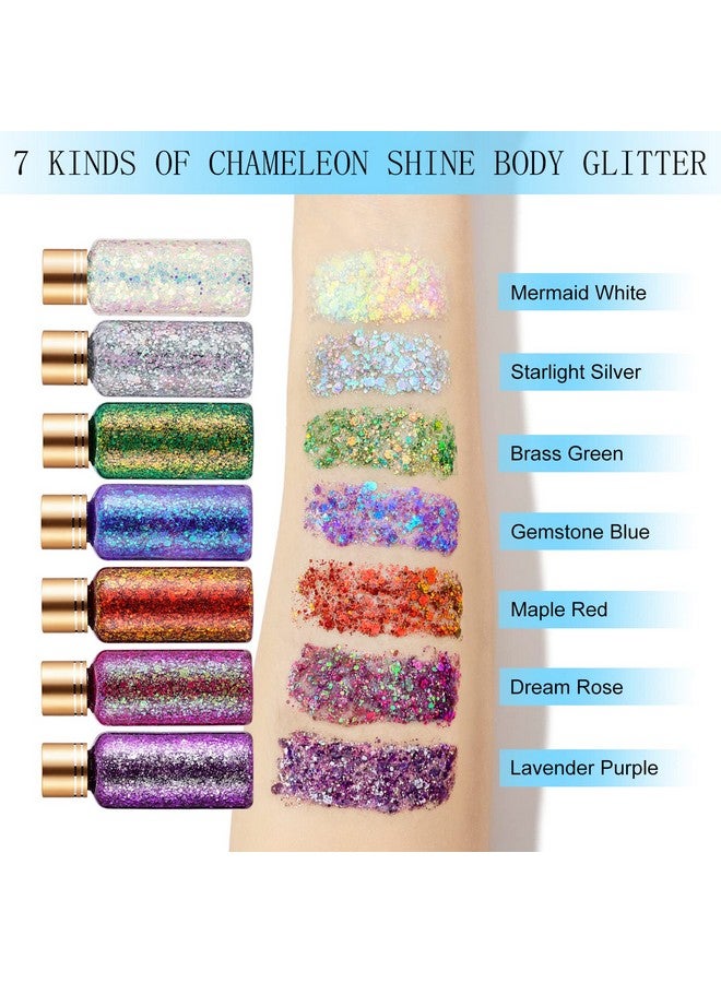 Holographic Body Glitter Gel For Face, Body, Nail, Super Long Lasting Waterproof Quick Dry Liquid Chunky Glitter Eyeshadow For Rave Festival Party Makeup Accessories, 1Oz (Brass Green)