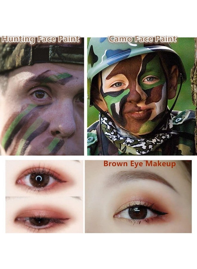 Camo Face Paint Brown Stick Maroon Eye Black Stick Hunting Face Body Paint Professional Sfx Makeup Safe Facepaint Nose&Lip Smacking For Halloween(Brown Color)