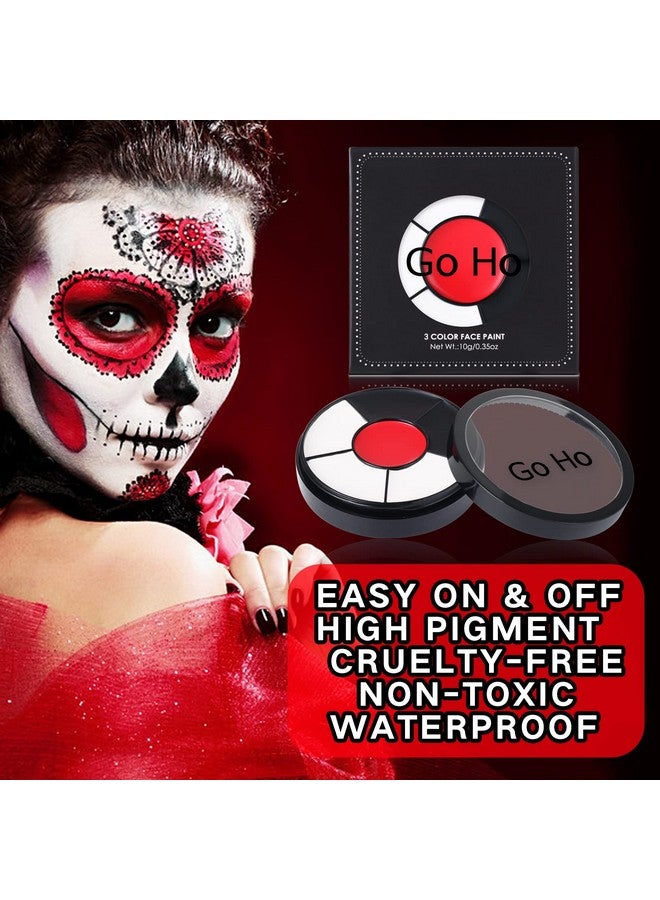 Makeup Clown White Black Red Face Paint3 In 1 Colors Wheel For Clown Makeup Special Effectszombie Vampire Skeleton For Halloween Costume And Body Paint