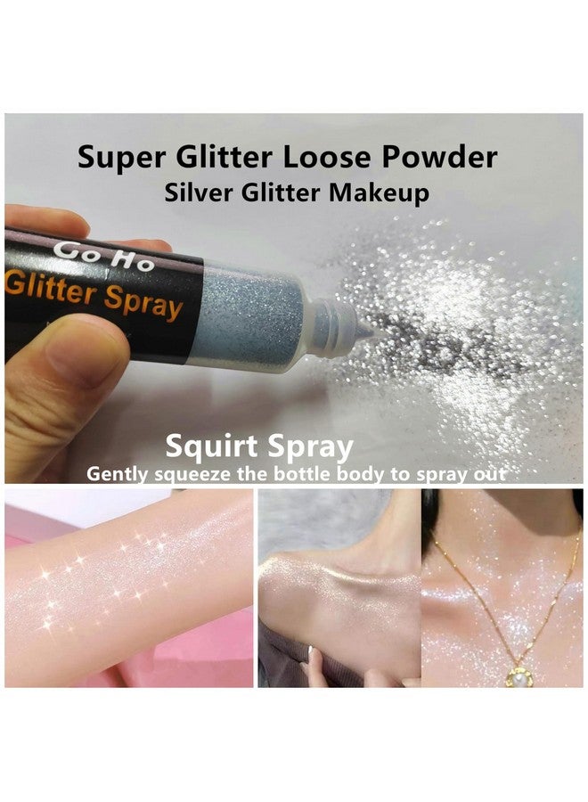 Dripping Silver Glitter Powder Sprayholographic Shiny Powder Glitter Sprayhair And Body Glitter Sprayfestival Glitter Powder Makeup For Hairbodyclothes Loose Sparkle Powder Makeup40G