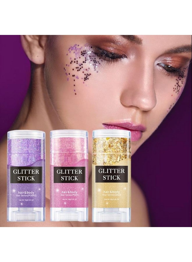 Purple Face Glitter Stickholographic Sequins Paint Sparkling Body Glitter Gel Makeup For Women. (Purple Face Glitter Stick)