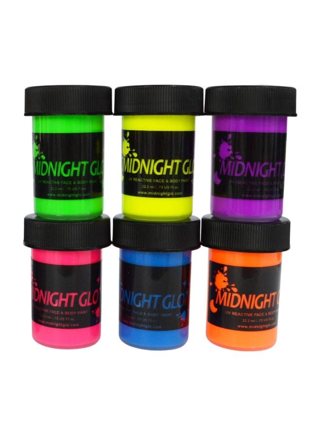 6-Piece UV Neon Face And Body Paint Glow Kit Multicolour