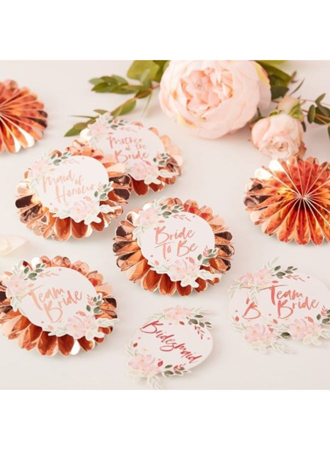 Team Bride Badges Floral Stickers