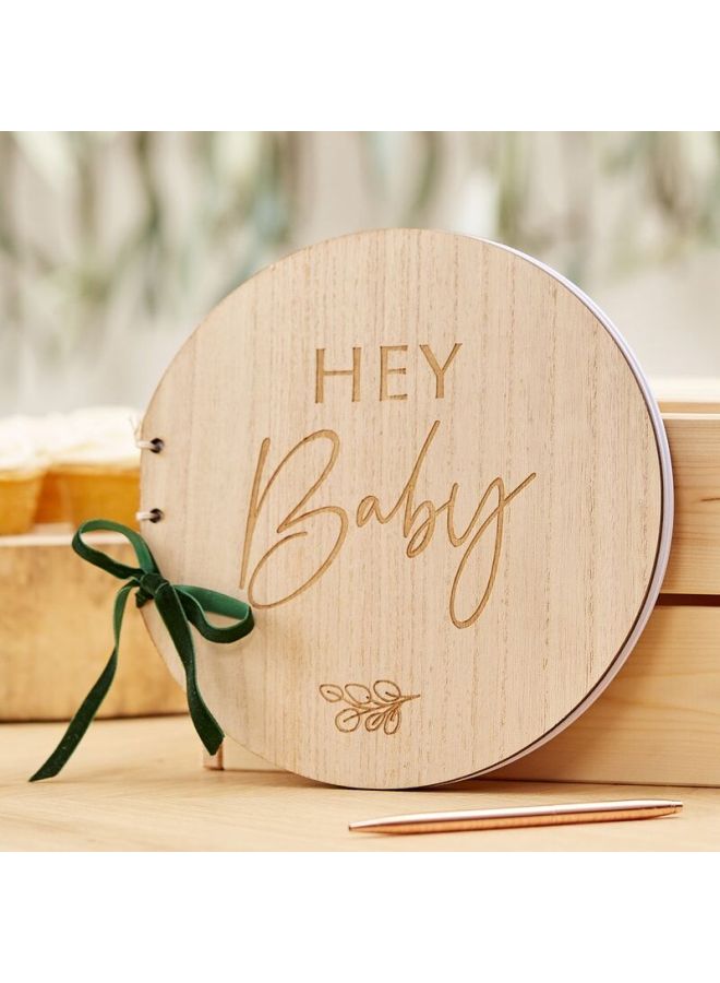 Hey Baby Wooden Guest Book 22x21.5cm