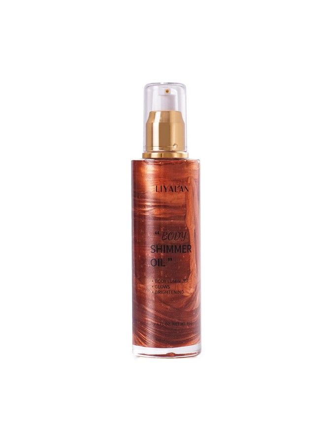 Shimmer Body Oil Golden Brown 4 Color Bronze Face Brighten Glow Pearl Highlighter Illuminator Body Makeup Shine Glitter Gold Liquid Taning(28 Fl Oz/04