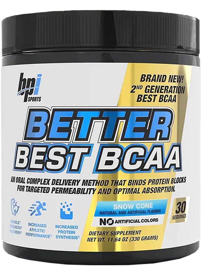 BPI SPORTS Better Best BCAA, Snow Cone Flavor, 330g, 30 Serving