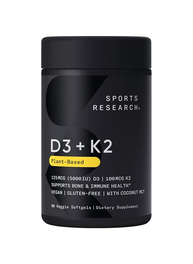 Sports Research K2 + D3 Supports Bone and Immune Health 60 Veggie Softgel