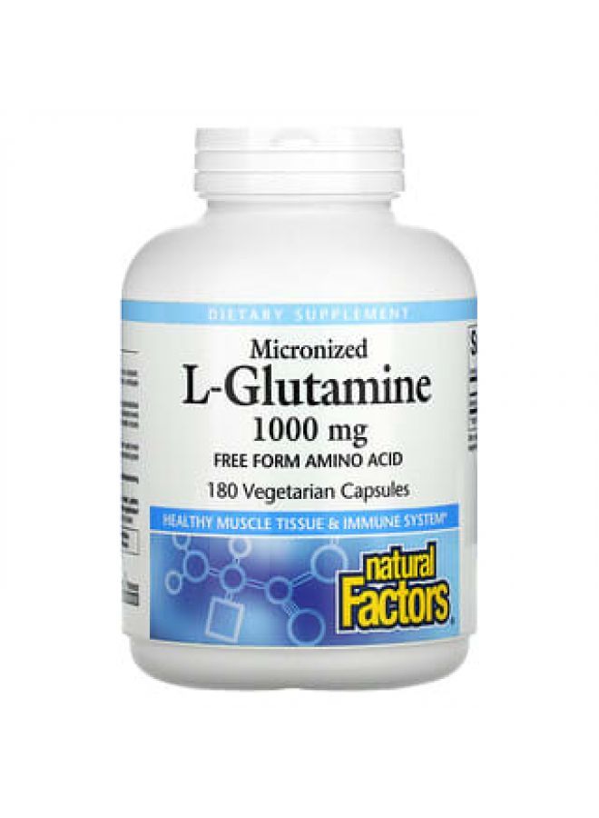 Natural Factors Micronized L-Glutamine 1000 mg 180 Vegetarian Capsules