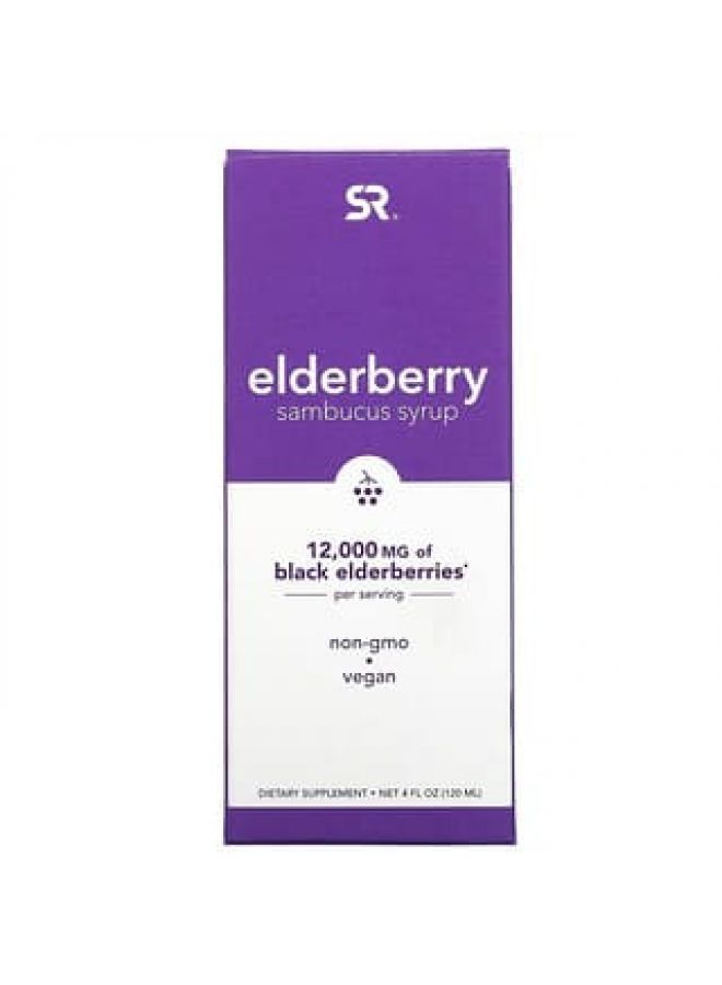 Sports Research Elderberry Sambucus Syrup 12000 mg 4 fl oz (120 ml)