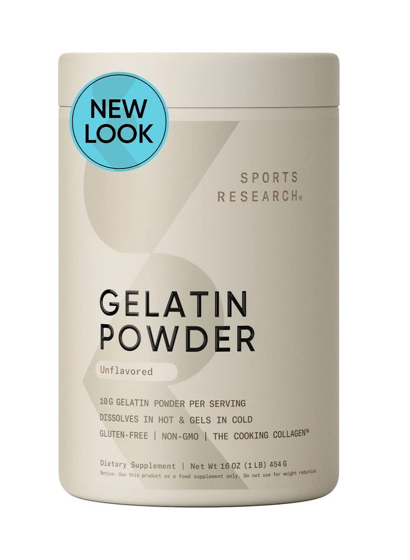 Sports Research Gelatin Powder Unflavoured 16oz 1lb 454gms