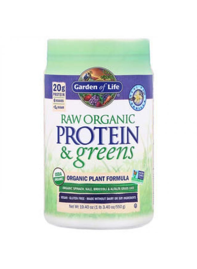 Garden of Life RAW Protein & Greens Organic Plant Formula Vanilla 19.40 oz (550 g)