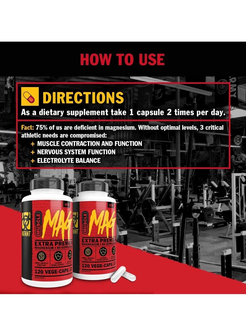 MUTANT Muscle MAG Extra Premium Magnesium 120 Veg Capsules