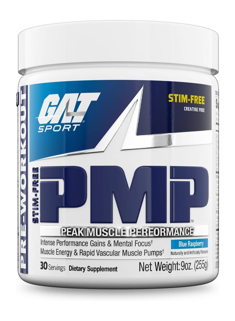 Stim Free Pre Workout PMP 255g Blue Raspberry Flavor