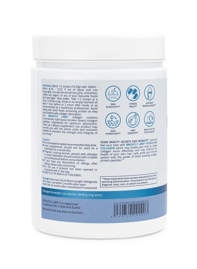 Unlock The Power Of Hydrolyzed Collagen Peptides Powder: 300g Of Unflavored Formula, 10g Per Serving, 2000 Dalton