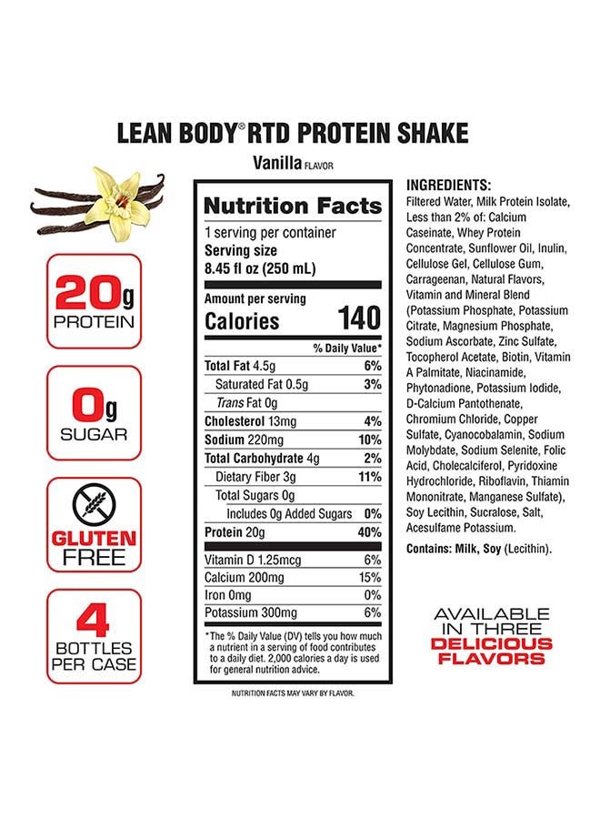 16-Piece Lean Body Ready To Drink Protein Shake-Vanilla